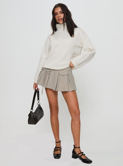 front view of model wearing Princess Polly Finnien Boucle Turtleneck Sweater Cream Long 