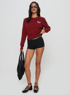 front view of model wearing Princess Polly Yalonda Micro Shorts Leopard / Black High Waisted Shorts 