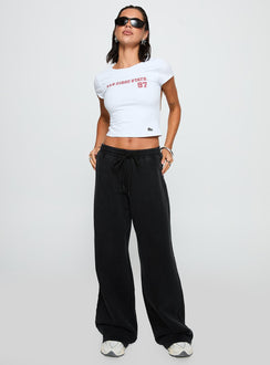 front view of model wearing Princess Polly SDSU Comeback Top White Short Sleeves Crew Neck 