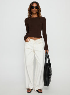 Harpur Long Sleeve Backless Top Chocolate