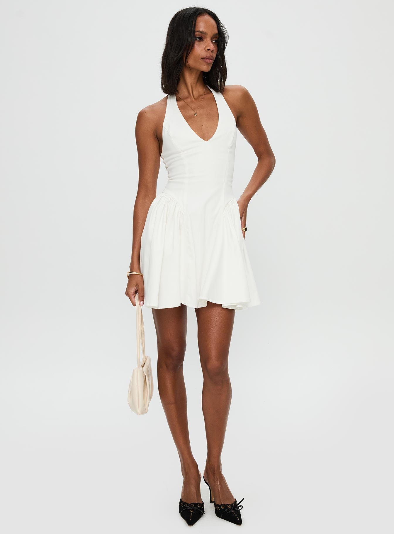 Karisse Halter Mini Dress White | Princess Polly