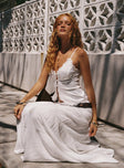 Front view of model wearing  front Mya Maxi Skirt White Princess Polly  