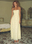 South Of France Sheer Maxi Dress Yellow Petite