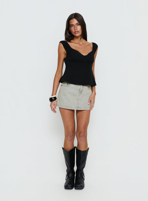 With Pleasure Puff Sleeve Linen Blouse Top Black