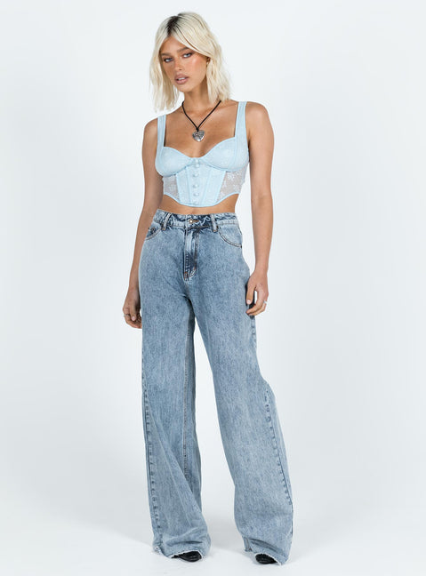 product Princess Polly Sleeveless Sweetheart  Vados Bustier Top Baby Blue