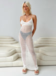 Front view of model wearing  front Princess Polly High Neck  Europa Knit Maxi Dress White