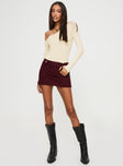 Brinnley Mini Skirt Burgundy Princess Polly  Mini 