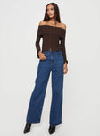 Off-the-shoulder top Long Sleeves with split at hem, folded neckline, ribbed knit-like material Elasticated neckline, button fastening at front 