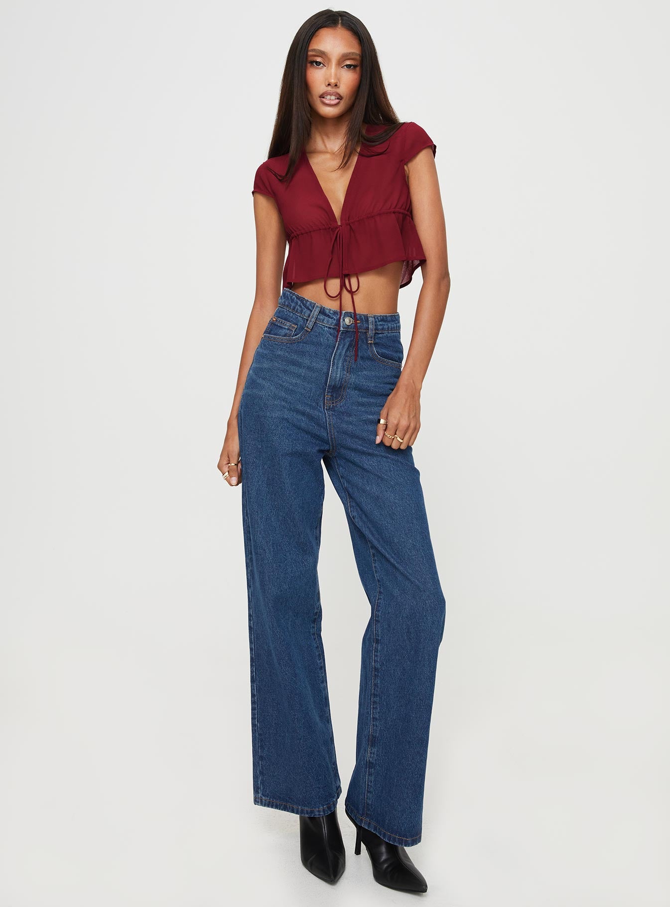 product Princess Polly Short Sleeves Square Neck  Fazio Top Maroon