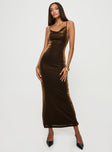 Princess Polly Cowl Neck  Cleever Maxi Dress Brown