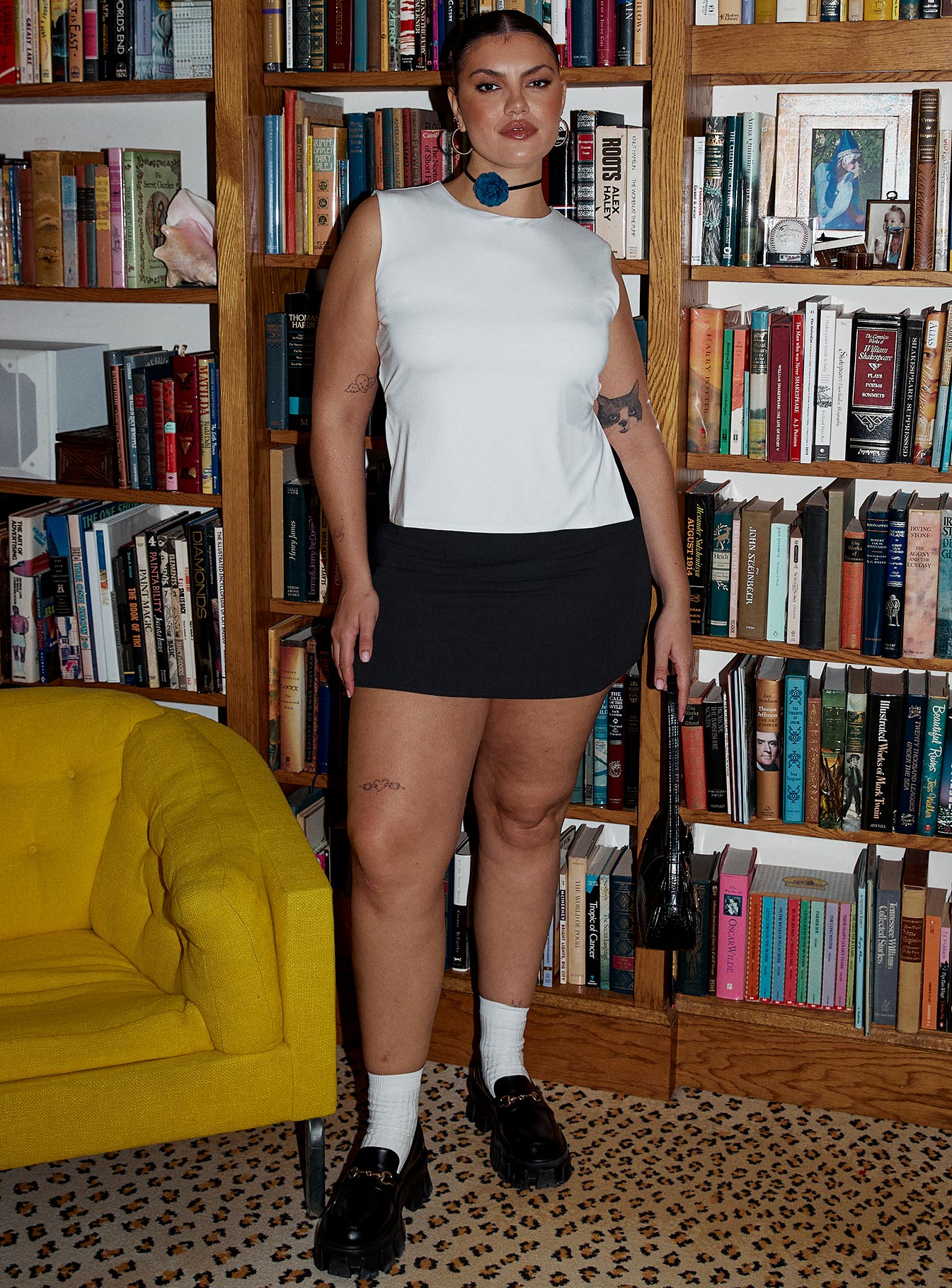 front view of model wearing Princess Polly Uzo Top White Curve Sleeveless Crew Neck 