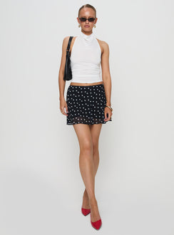 front view of model wearing Princess Polly Giggle Top White Sleeveless Cowl 