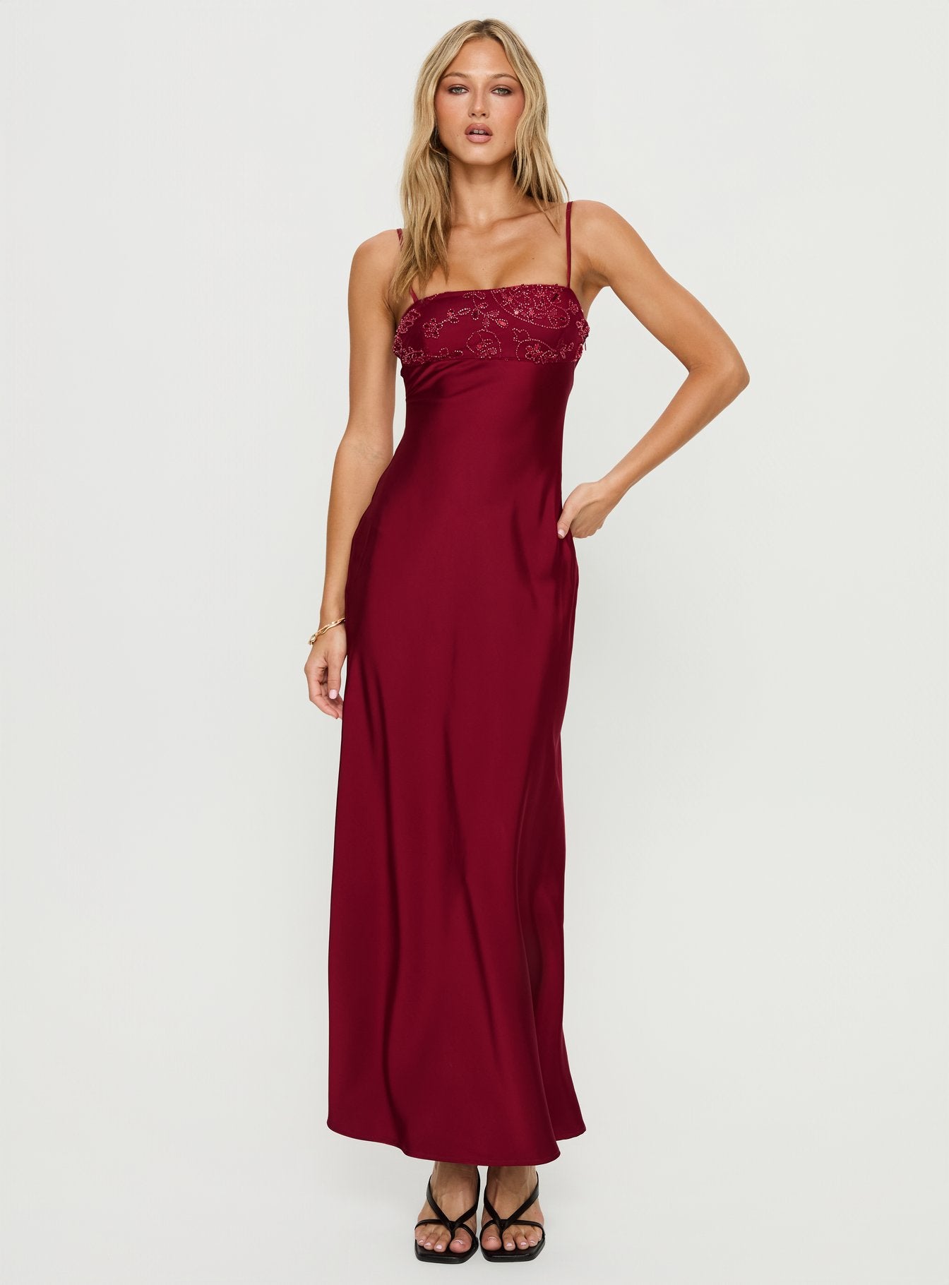 Engracia Sequin Maxi Dress Burgundy