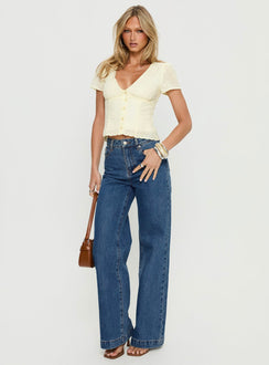 Goldie High Rise Wide Leg Jeans Mid Blue Wash