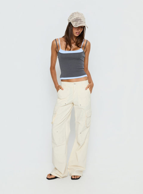 Maeka Layered Jersey Vest Top Grey / Blue