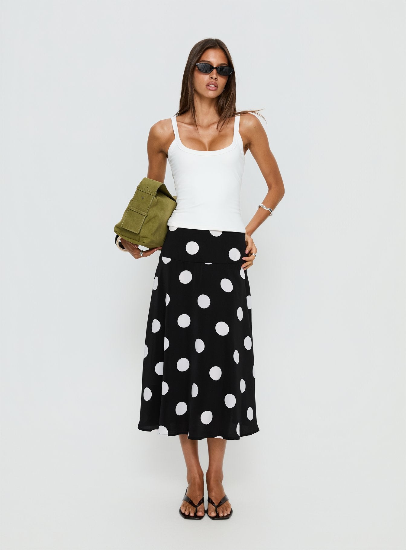 Picture It Midi Skirt Black Polka Dot