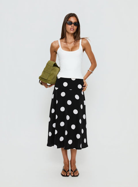 Picture It Midi Skirt Black Polka Dot