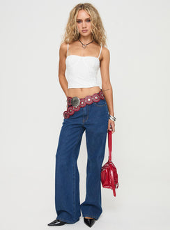 front view of model wearing Princess Polly Vaughn Top White Sleeveless Square Neck 