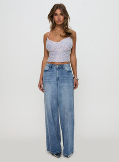 side view of model wearing Princess Polly Werner Cowl Neck Sequin Top Lilac Sleeveless Cowl 