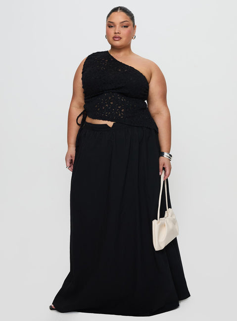 Sensua One Shoulder Top Black Sleeveless Asymmetric Neckline 