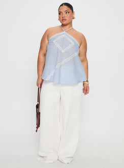 front view of model wearing Princess Polly Pedra Wide Leg Pant White Curve High Rise Pants 