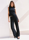 front view of model wearing Princess Polly Perfect Pant Black High Waisted Pants 