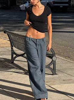 Actually Invested Low Rise Pants Denim Stripe