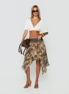 Dark Mirage Asymmetrical Midi Skirt Leopard