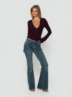 Madelon Long Sleeve Wrap Top Plum