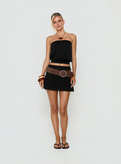 Wryn Bandeau Blouson Top mit Bindedetail Schwarz