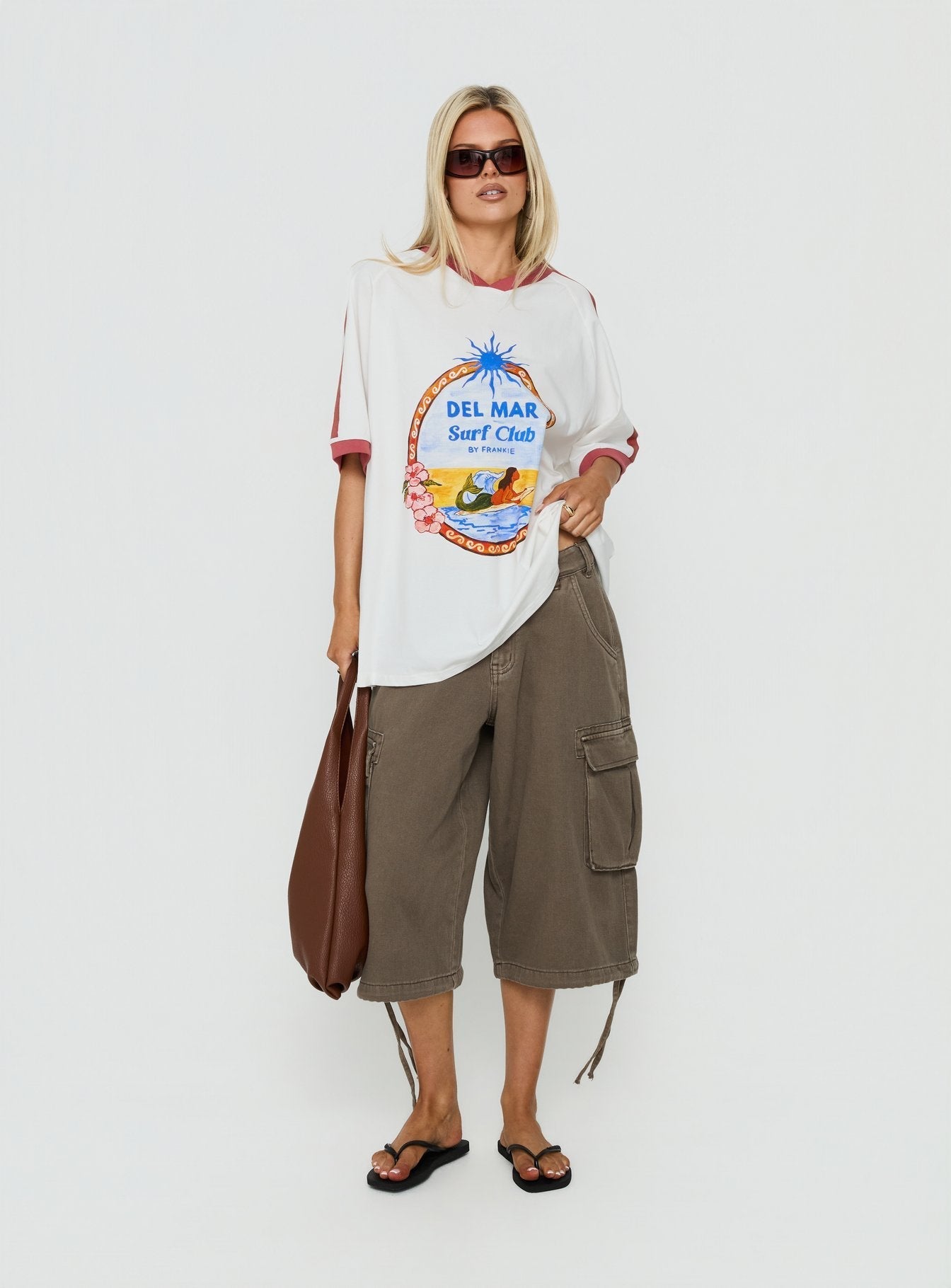 Del Mar Surf Club Oversized Grafik-T-Shirt Weiß / Mehrfarbig