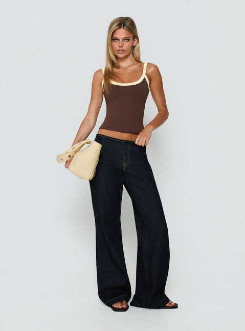 Kasper Cinched Longline Tanktop Espresso / Butter