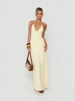 Palmas Halter Maxi Dress Butter Yellow