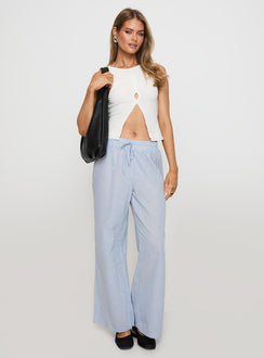 Holiday Tie Front Pant Blue/ White Stripe