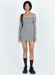 product Princess Polly Square Neck  Mainey Long Sleeve Mini Dress Grey