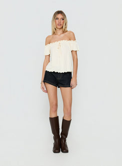 Stars Hollow Babydoll Off Shoulder Top Cream