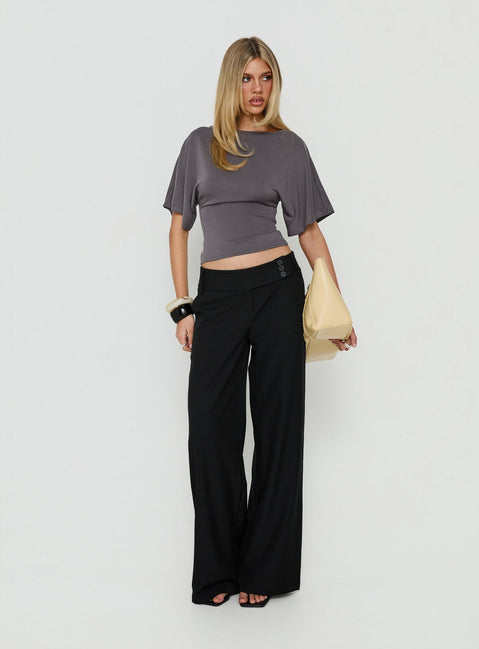 Arazia Cinched Short Sleeve Top Charcoal