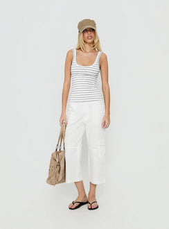 Keep It Light Tanktop mit tiefem Rückenausschnitt Weiß / Grau gestreift