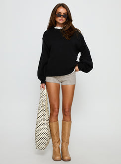 Harmony Balloon Sleeve Knit Sweater Black