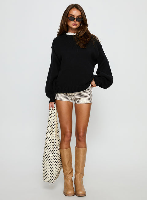 Harmony Balloon Sleeve Knit Sweater Black