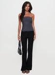 front view of model wearing Princess Polly Good Looking Strapless Top Charcoal Sleeveless straight 