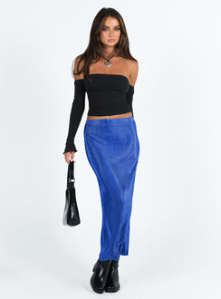 Front view of model wearing  front Duke Midi Skirt Blue Princess Polly  Maxi 