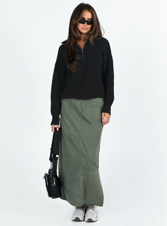 back view of model wearing Princess Polly Ferry Zip Front Sweater Black Lower Impact Cropped 