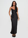 front view of model wearing Princess Polly Marilyn Maxi Dress Black Plunger 