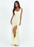 Front view of model wearing  front Princess Polly High Neck  Shannyn Maxi Dress Yellow