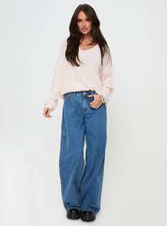 side view of model wearing Princess Polly Tutti Frutti Jumper Beige 