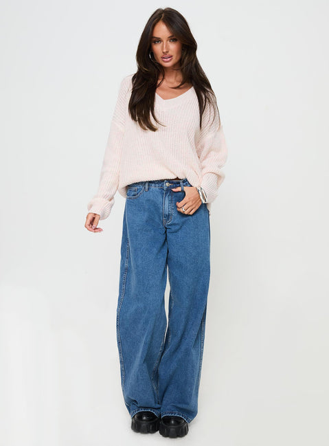 side view of model wearing Princess Polly Tutti Frutti Jumper Beige 