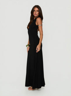 Ailany Keyhole Maxikleid mit rückenfreiem Cut-out, Schwarz