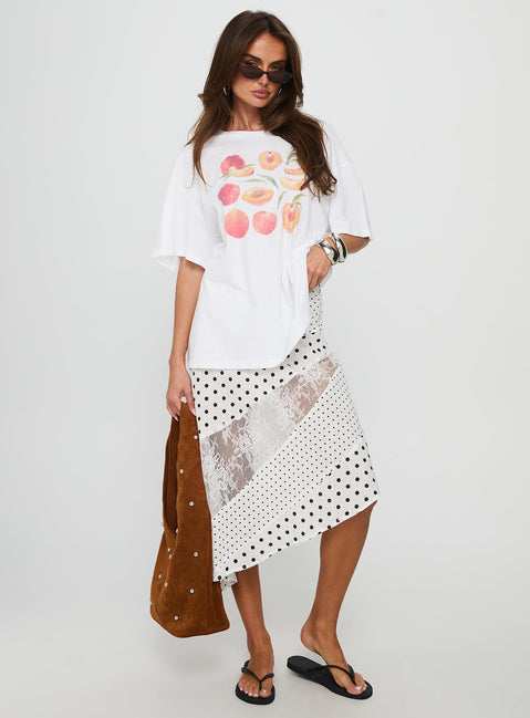 Sweet Peach Oversized Graphic Tee White