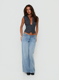 Kambria Cinched Top Navy Check